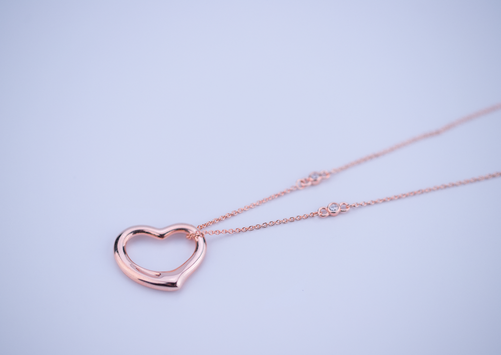 Tiffany Open Heart Pendant Pink Gold Necklace