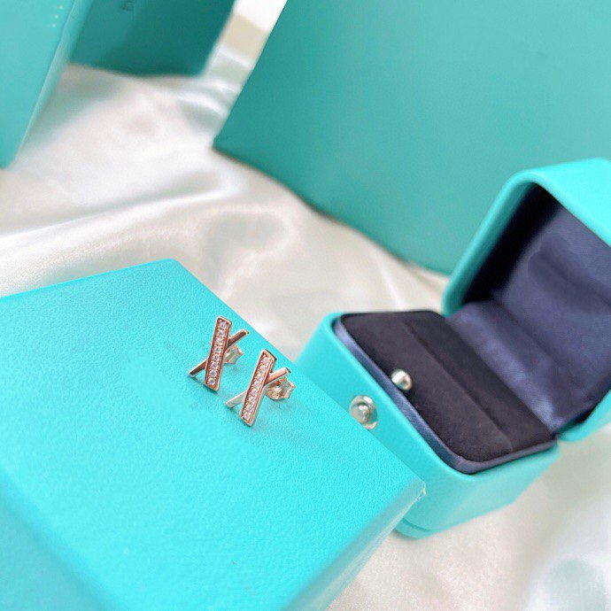 Tiffany X Earrings Rose Gold Cubic Zirconia