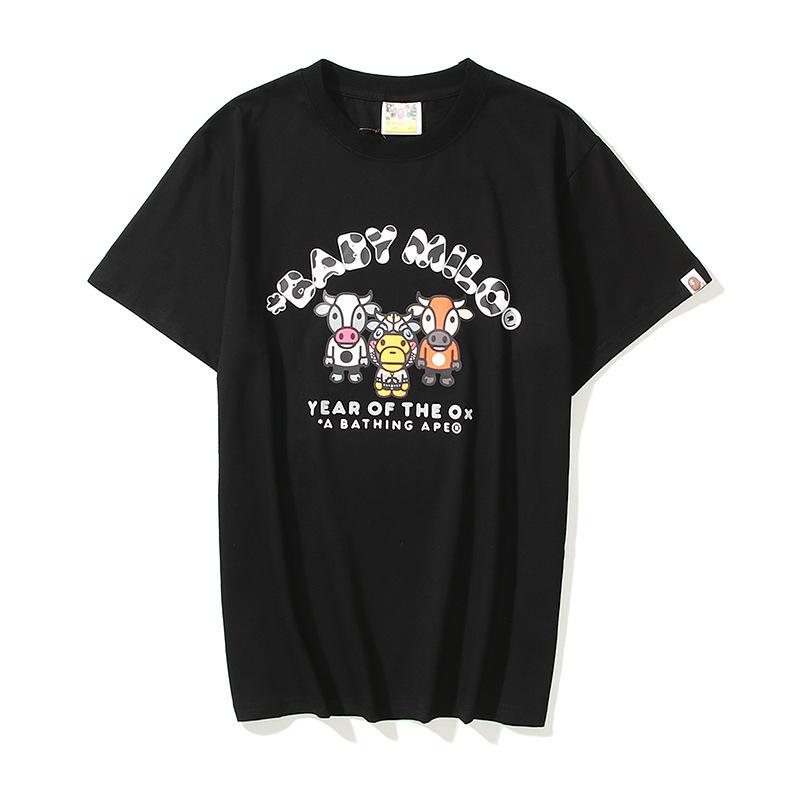 Bathing Ape T-Shirt Summer Plus Size Loose Cartoon Anime Print Short Sleeve T-shirt
