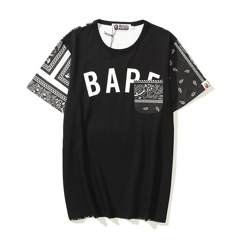 Bathing Ape T-Shirt Summer Color Block Printing Fashion Short Sleeve T-shirt