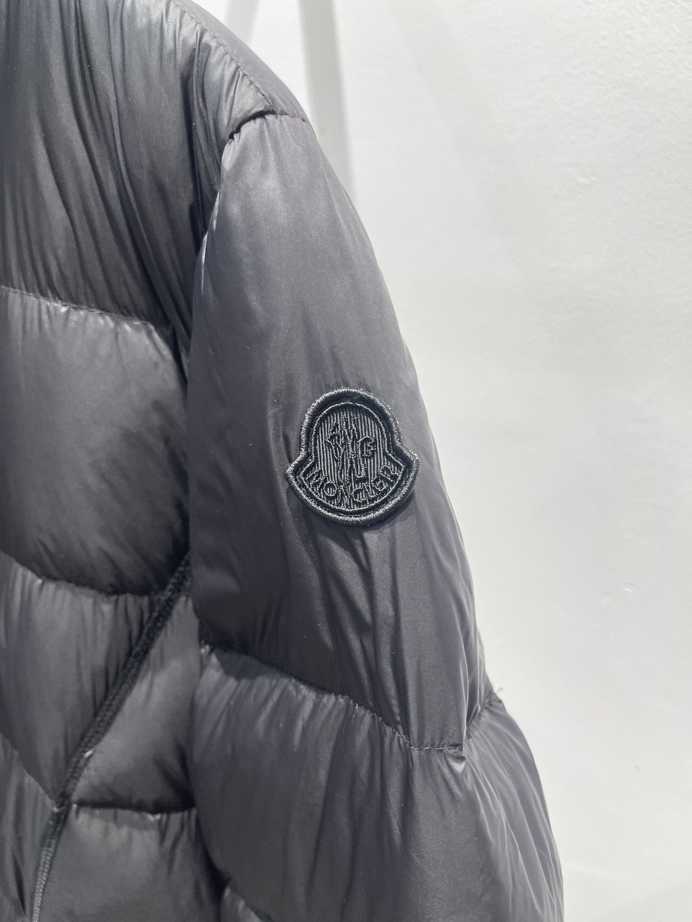 Moncler Women's Long Black Quilted Down Coat — detail