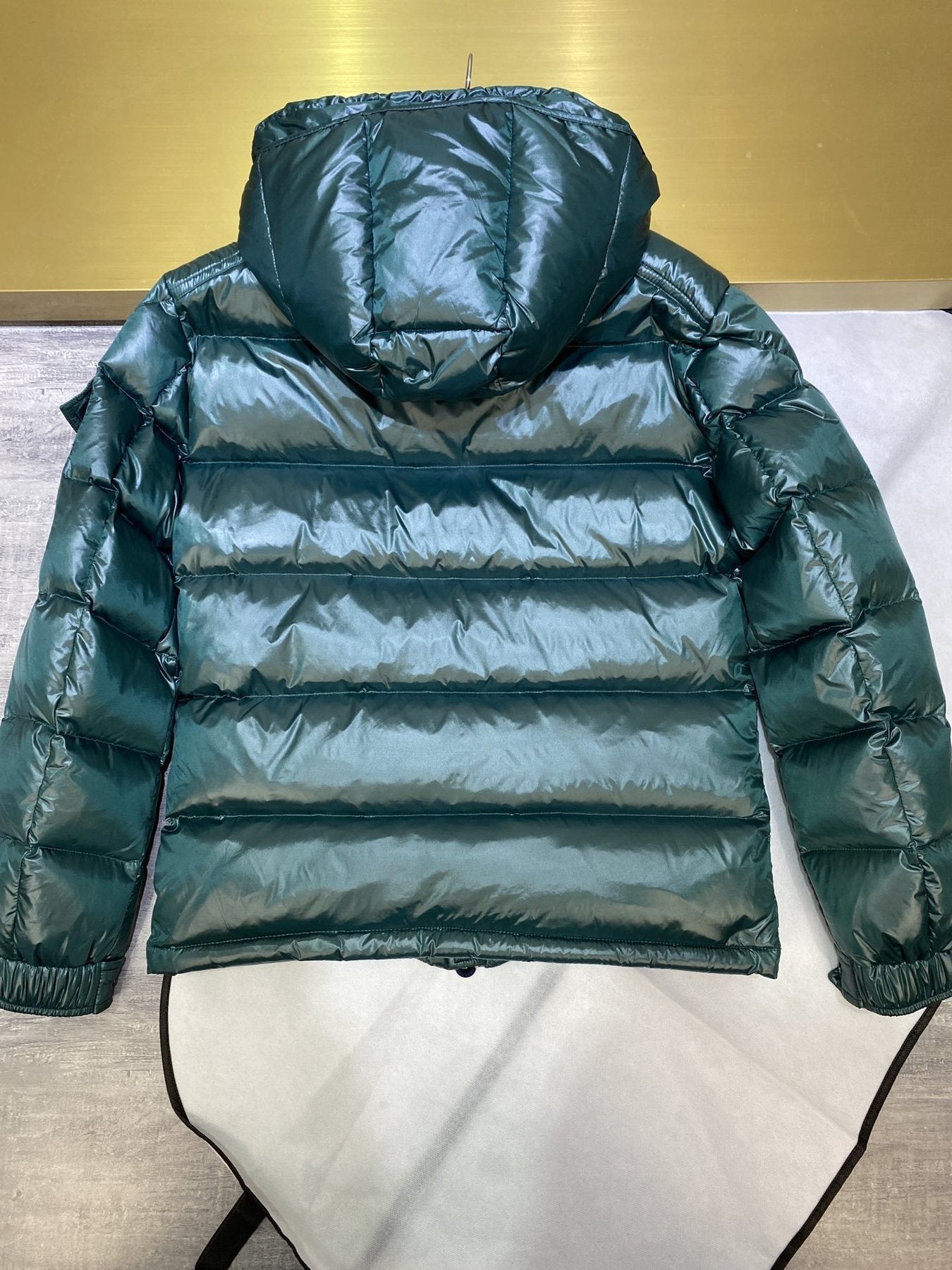Moncler Glossy Hooded Short Down Coat — back
