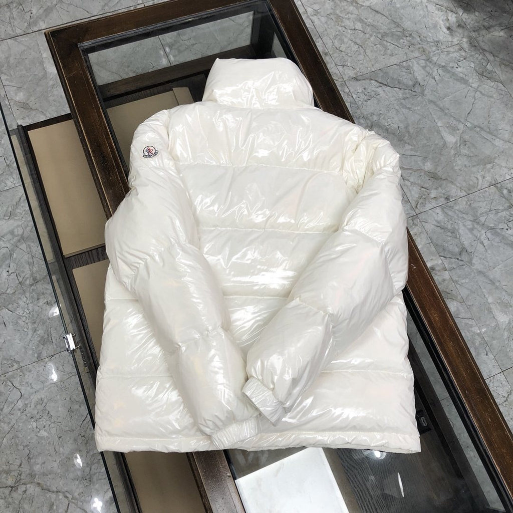Moncler Women's Glossy Stand-Collar Short Puffer Coat — back