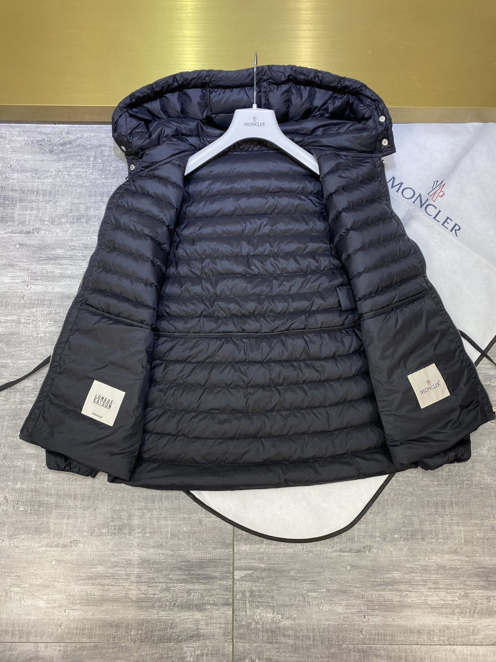Moncler Hooded Quilted Puffer Coat — detail