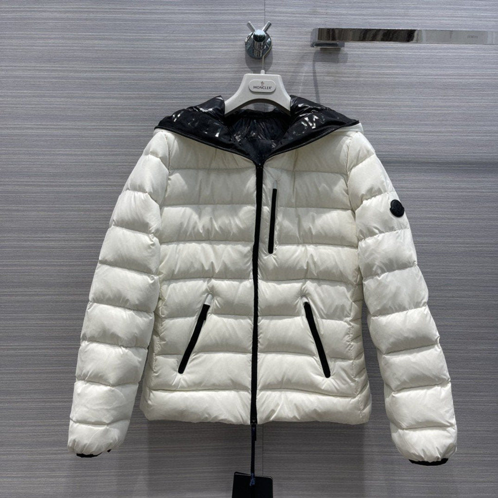 Moncler Women's Reversible Hooded Letter Graphic Puffer Coat — front