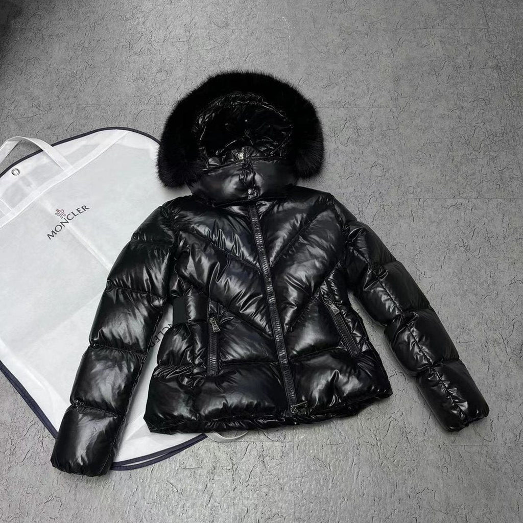 Moncler Celac Fur-Trim Hood Short Down Jacket — front