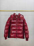Moncler Glossy Knit-Panel Short Down Coat — hero