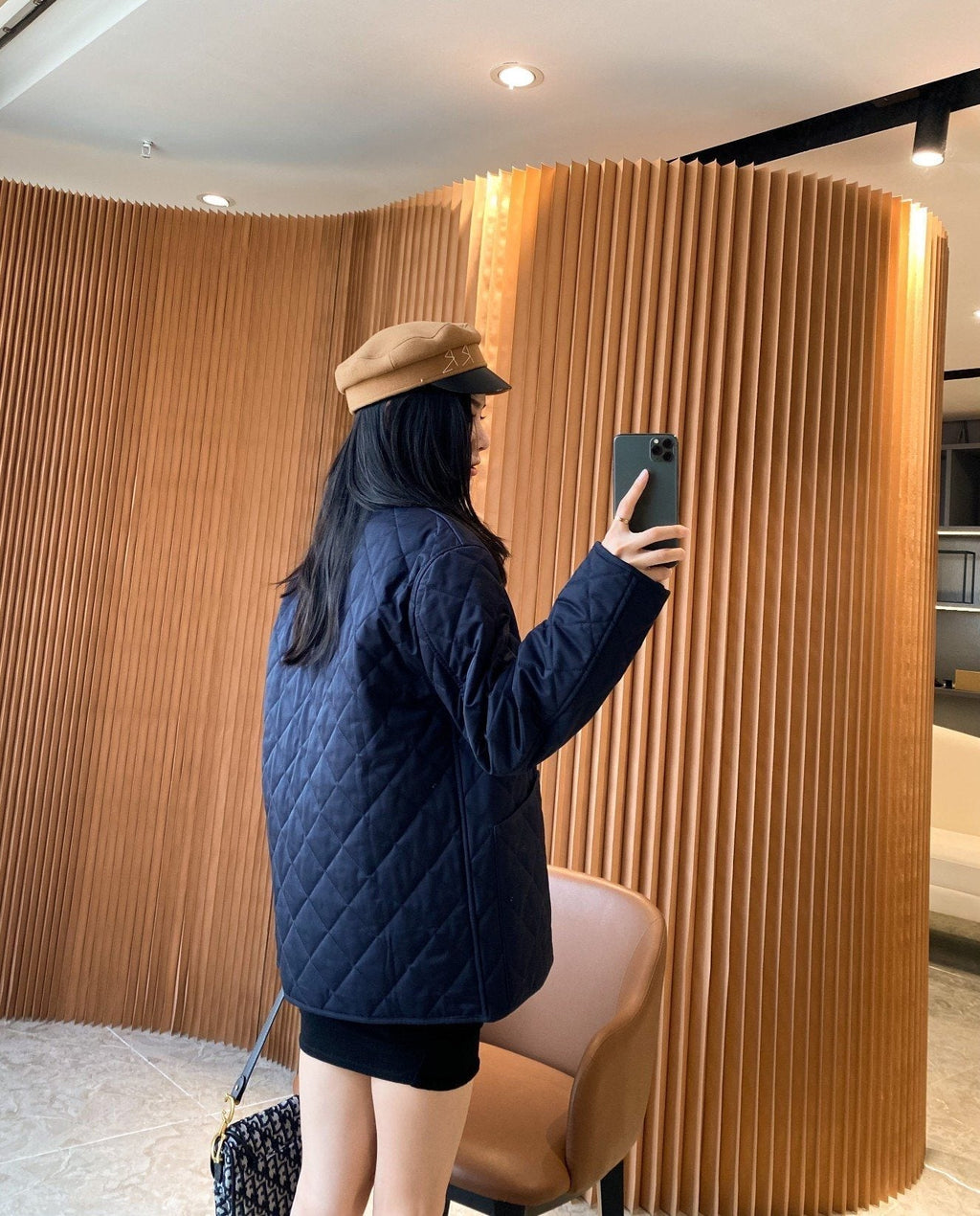 Burberry Diamond-Quilted Snap-Front Jacket — back