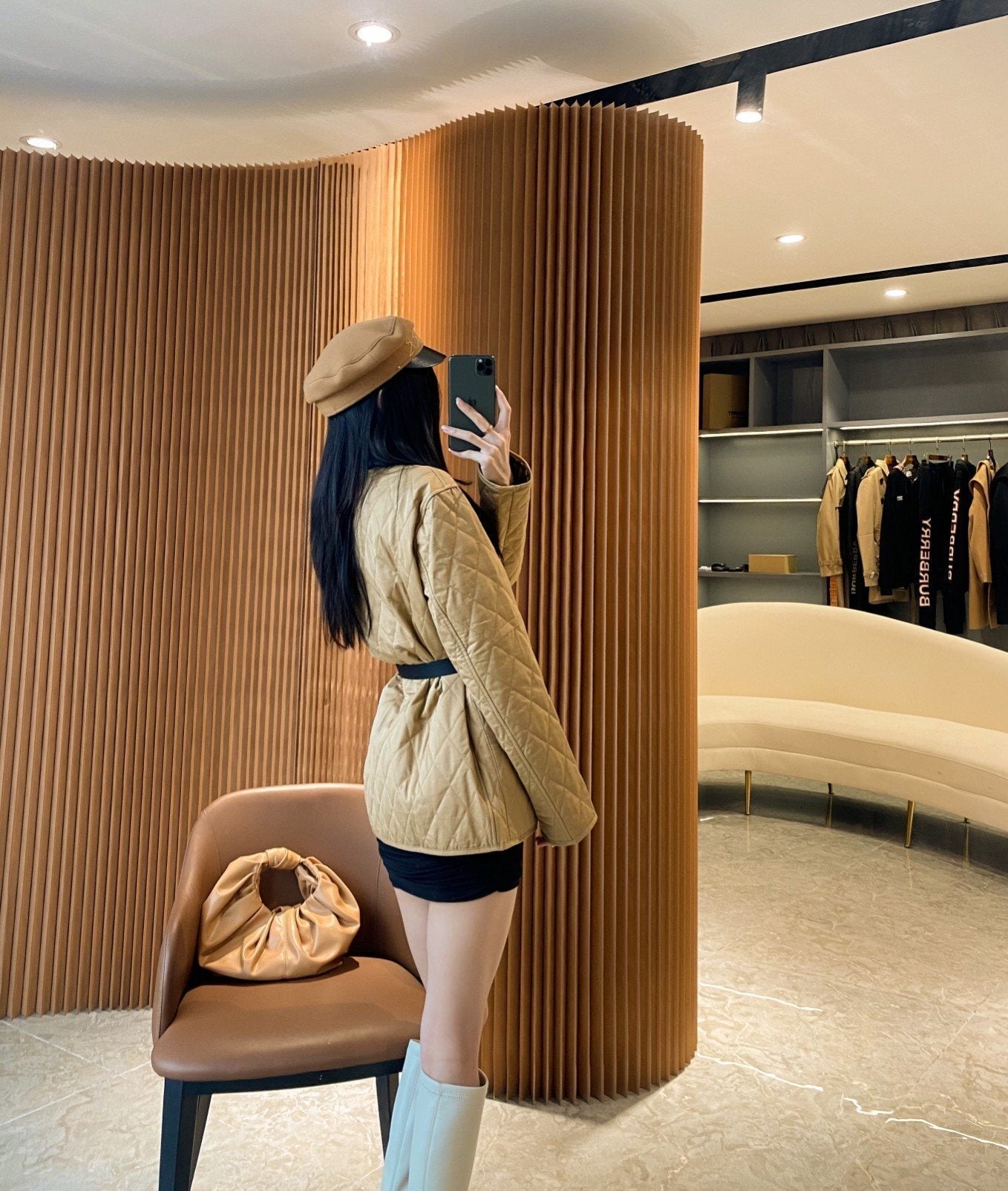 Burberry Diamond-Quilted Snap-Front Jacket — back