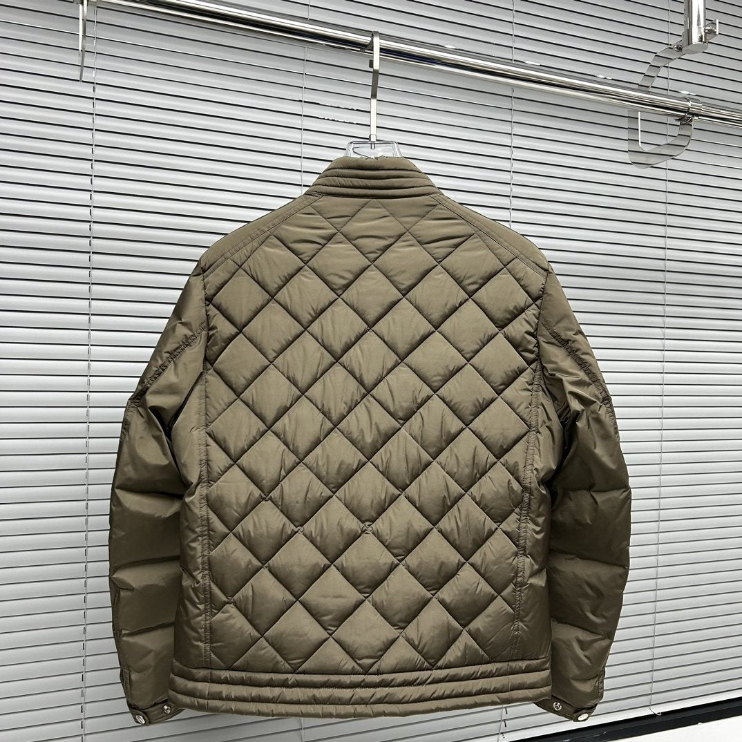 Moncler Diamond-Quilted Zip Coat — back