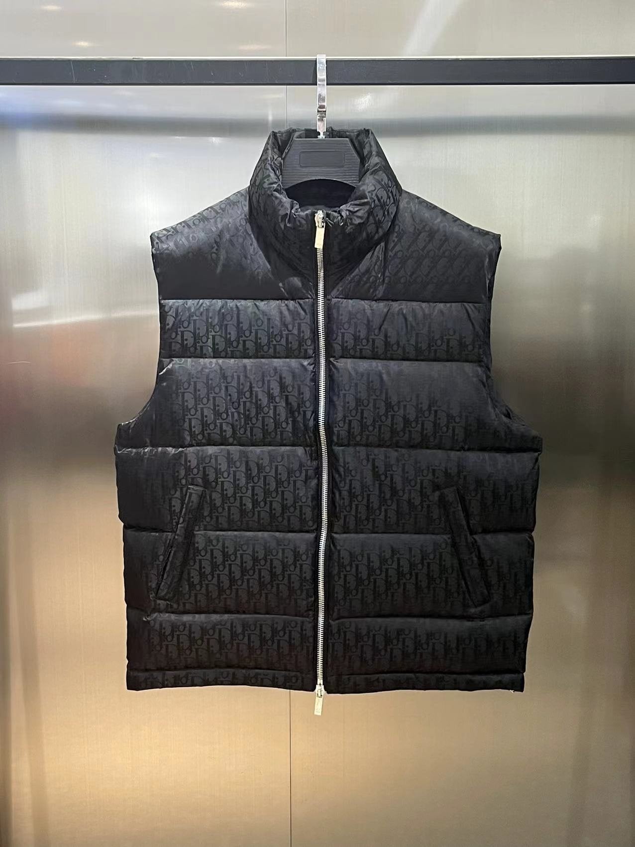 Dior All-Over Pattern Quilted Down Vest — front