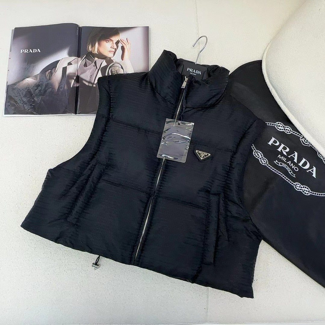 Prada Cropped Quilted Puffer Vest — front