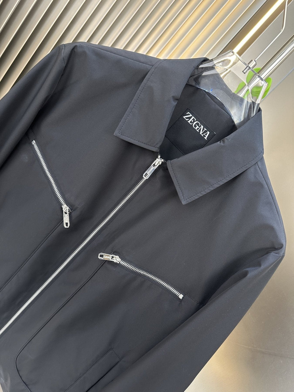 Zegna Zip-Front Collared Jacket — detail