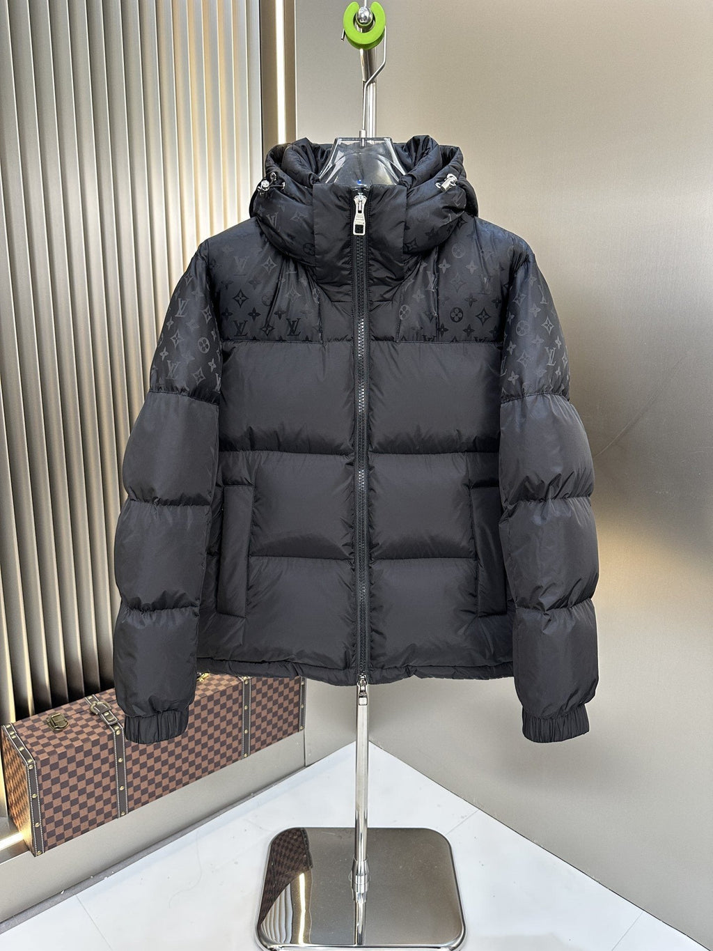 LV Tonal Monogram Hooded Puffer Coat — hero