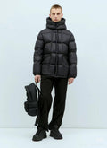 Moncler Black Quilted Hooded Puffer Coat — hero