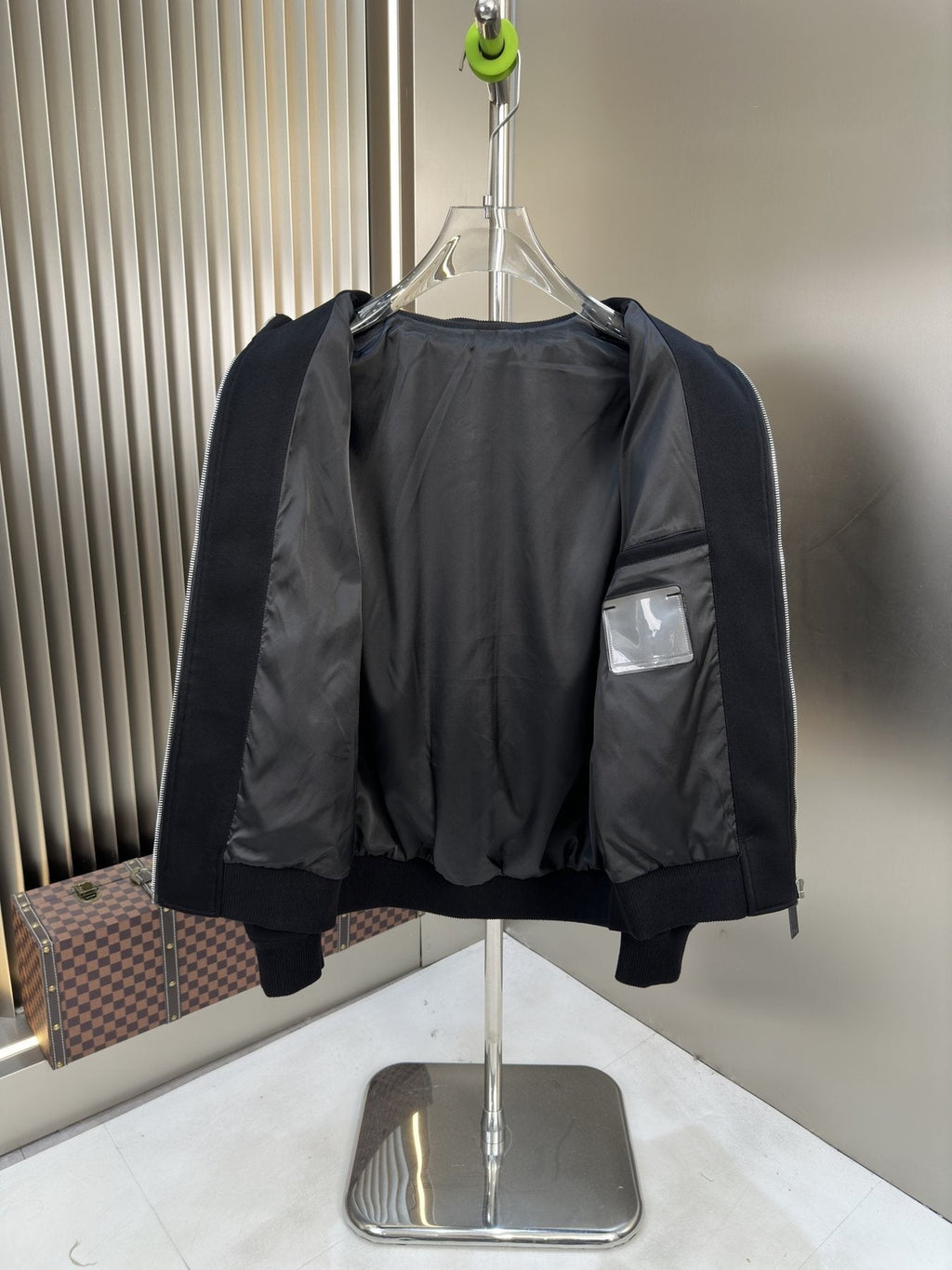 Prada Navy Zip-Front Jacket — detail