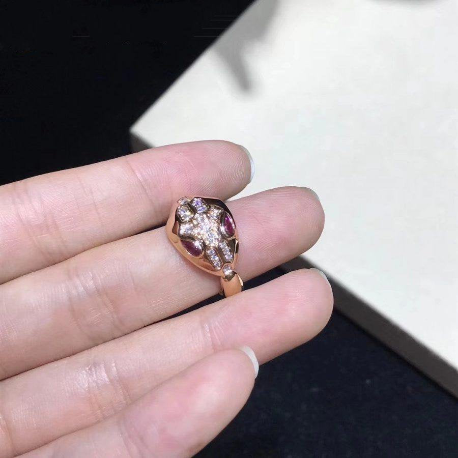 Bvlgari Serpenti Ring Snake Pink Gold Cubic Zirconia